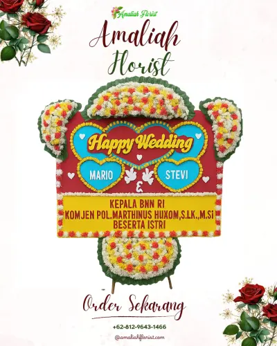 Karangan Papan Bunga Pernikahan di Lola